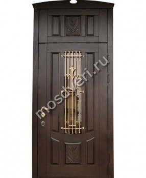 Входная дверь МДФ с натуральным шпоном MNS-83 с зеркалом, стеклом и ковкой - купить от производителя Мосдвери Входная дверь МДФ с натуральным шпоном MNS-83 с зеркалом, стеклом и ковкой